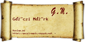 Géczi Márk névjegykártya